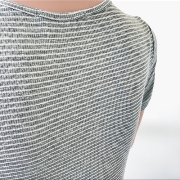 SALE! Bodysuit Striped Front Tie Top Short Sleeve - Picture 6 of 6